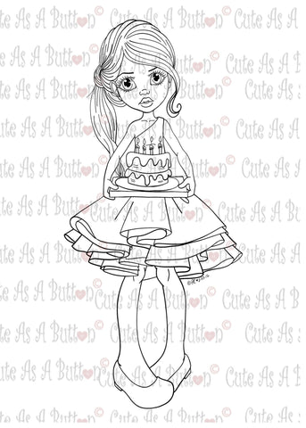 Cute As A Button Designs IMG00427 Birthday Cake Digital Digi Stamp