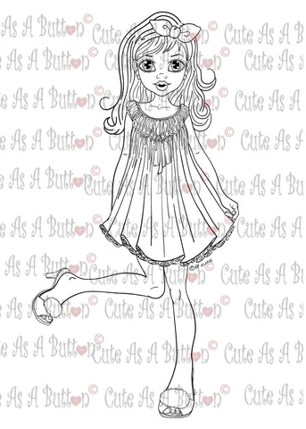 Cute As A Button Digistamp IMG00387 Baby Doll Digital Digi Stamp