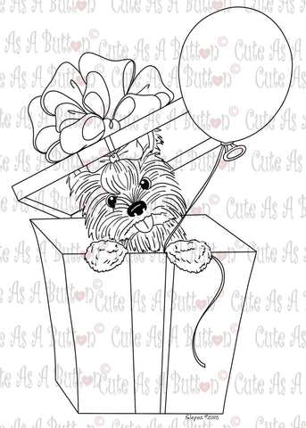 IMG00433 Birthday Yorkie Digital Digi Stamp