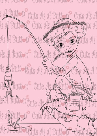 Cute As A Button Designs IMG00441 Fishing Digital Digi Stamp